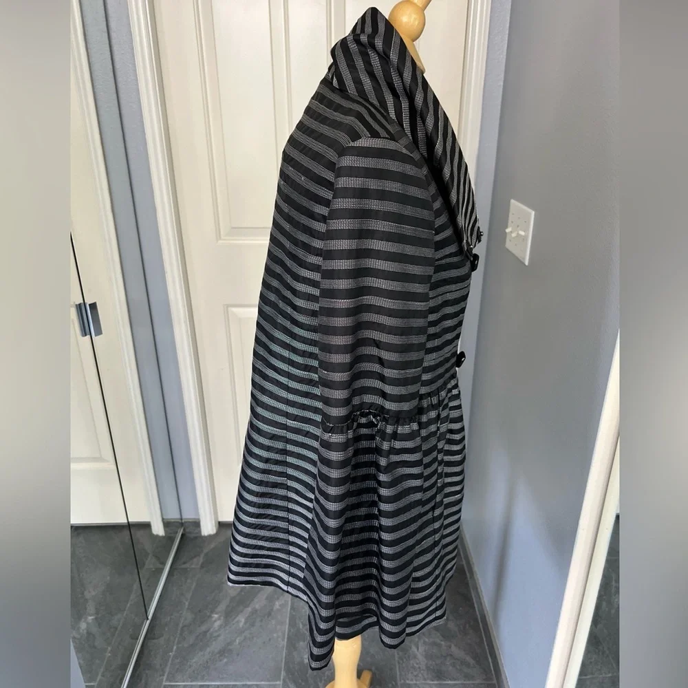 Samuel Dong Black Striped Peplum Bell‎ Sleeve Jacket